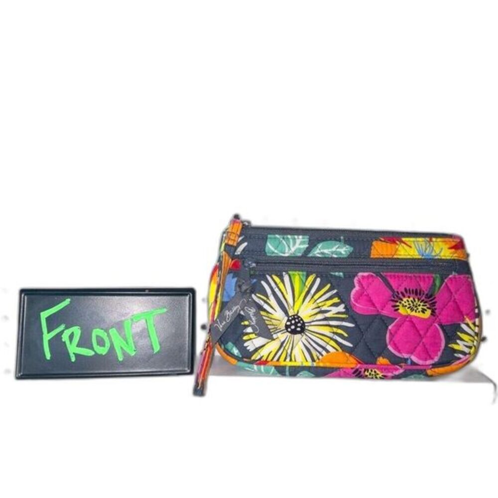 VERA BRADLEY - Colorful Peony Wristlet Wallet with a bright Orange Interior